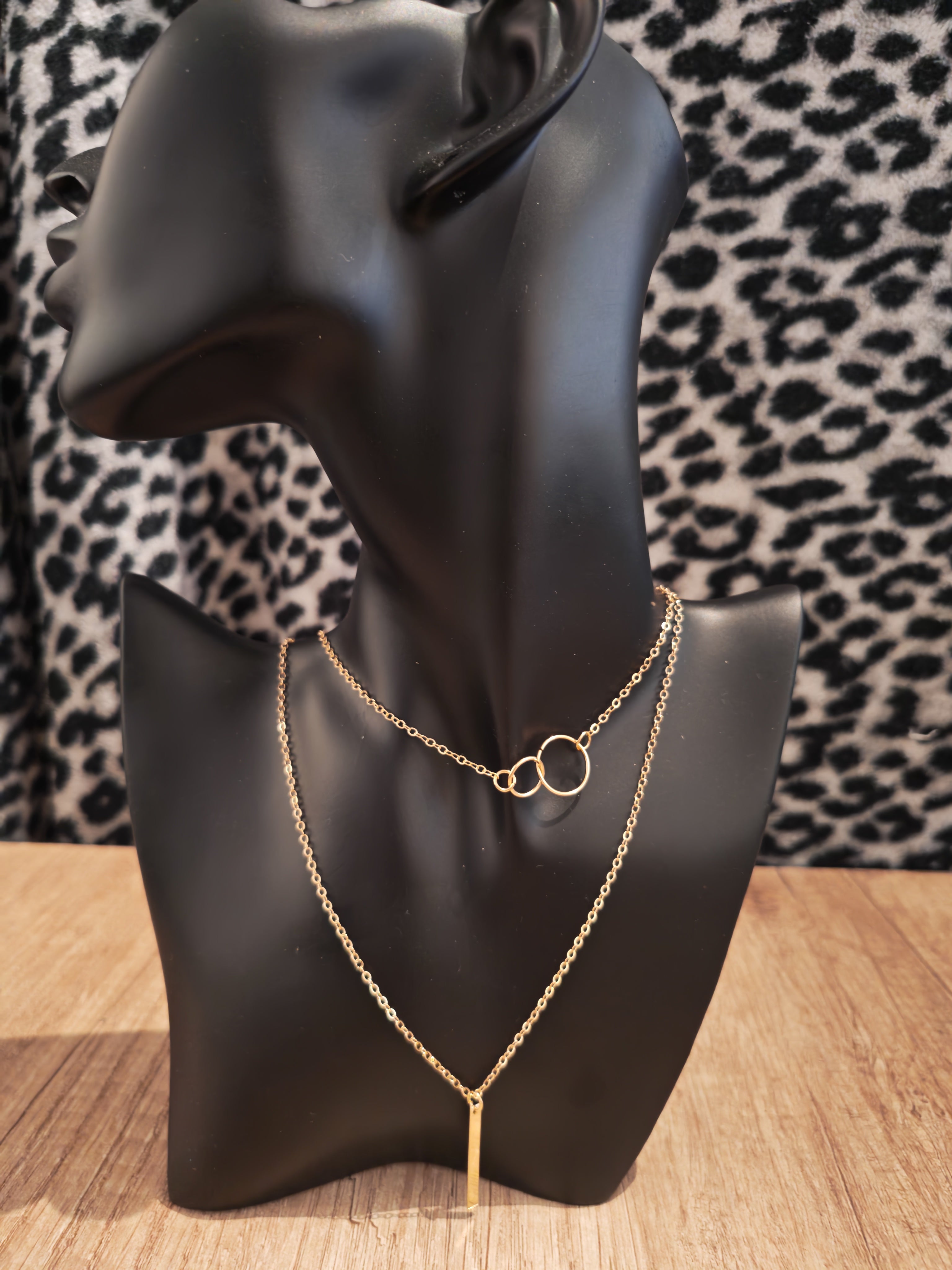 Collier double chaîne doré