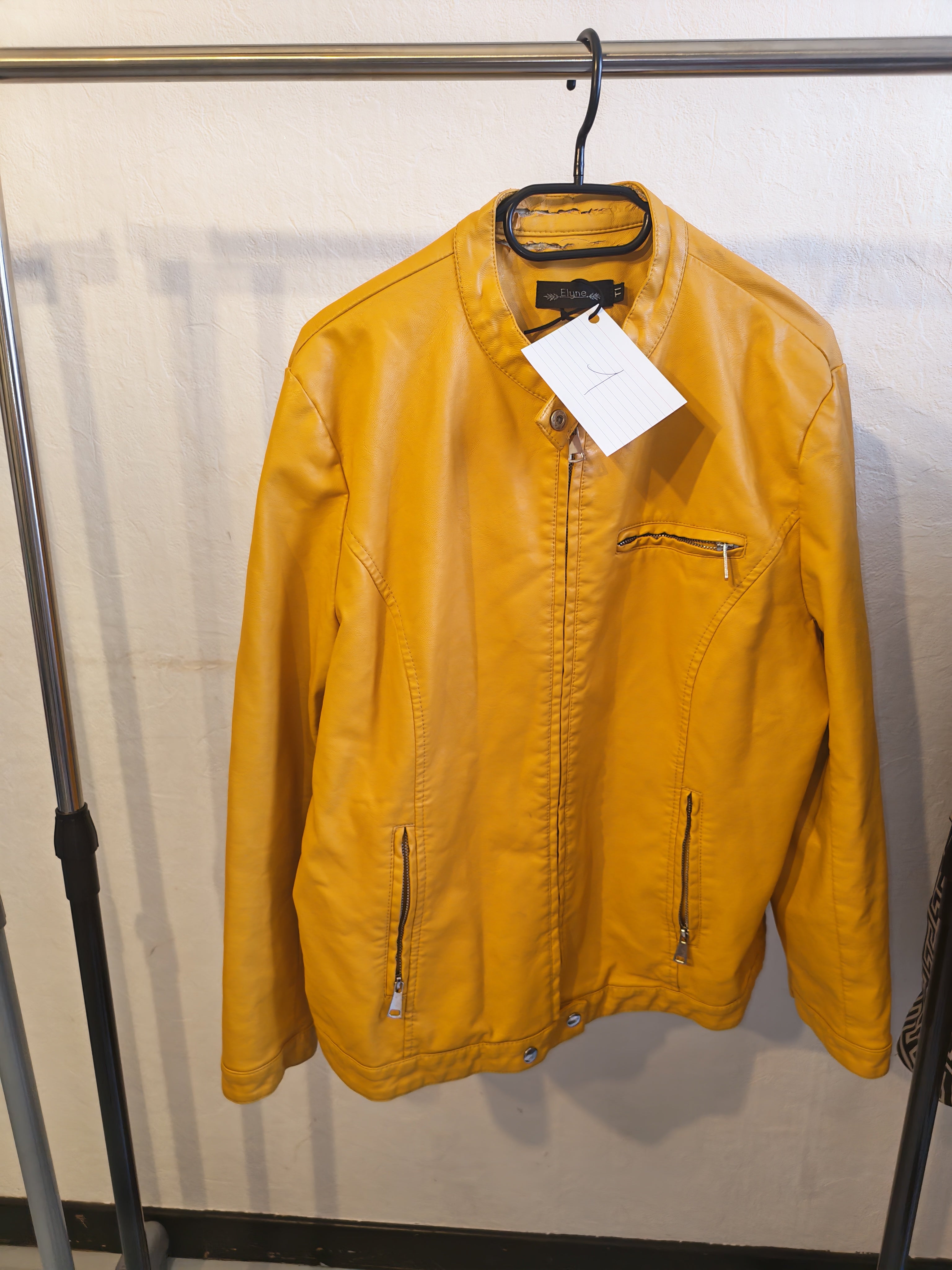 Veste jaune style biker-T1